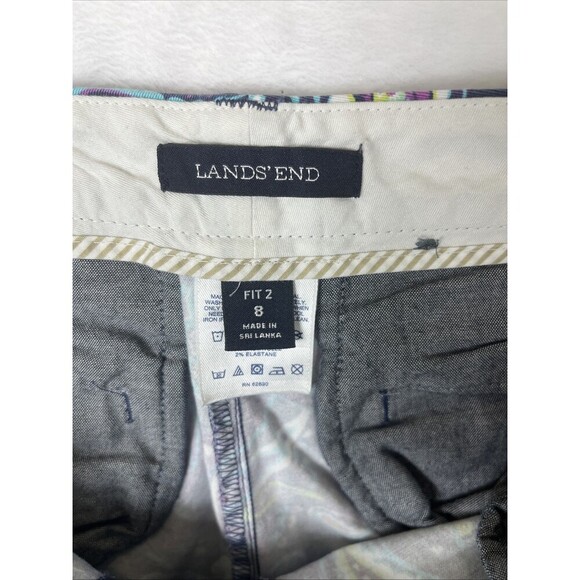 Lands' End Women's Bermuda Shorts Blue Paisley Fit 2 Size 8 - Picture 6 of 7